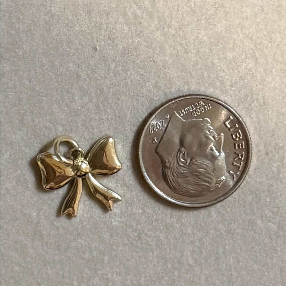 Solid 10k Yellow Gold Bow Charm Pendant